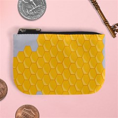 Hexagons Yellow Honeycomb Hive Bee Hive Pattern Mini Coin Purse by artworkshop