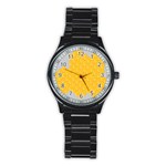 Hexagons Yellow Honeycomb Hive Bee Hive Pattern Stainless Steel Round Watch Front