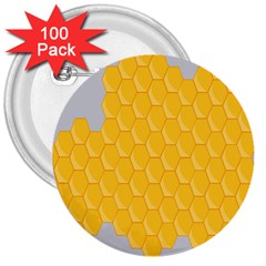 Hexagons Yellow Honeycomb Hive Bee Hive Pattern 3  Buttons (100 Pack)  by artworkshop