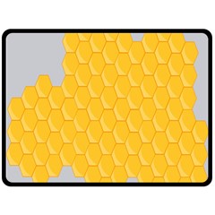 Hexagons Yellow Honeycomb Hive Bee Hive Pattern Fleece Blanket (large)  by artworkshop