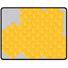 Hexagons Yellow Honeycomb Hive Bee Hive Pattern Double Sided Fleece Blanket (medium)  by artworkshop