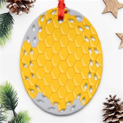 Hexagons Yellow Honeycomb Hive Bee Hive Pattern Ornament (oval Filigree) by artworkshop