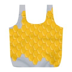 Hexagons Yellow Honeycomb Hive Bee Hive Pattern Full Print Recycle Bag (l) by artworkshop