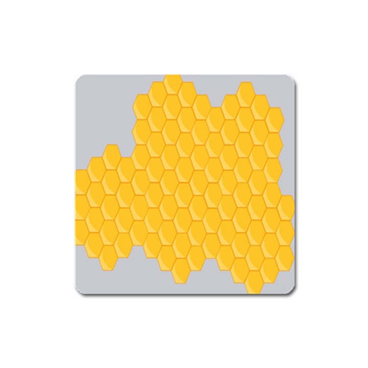 Hexagons Yellow Honeycomb Hive Bee Hive Pattern Square Magnet