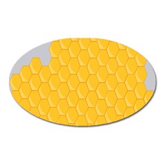 Hexagons Yellow Honeycomb Hive Bee Hive Pattern Oval Magnet by artworkshop