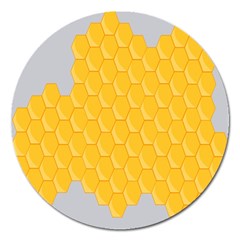 Hexagons Yellow Honeycomb Hive Bee Hive Pattern Magnet 5  (round) by artworkshop