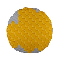 Hexagons Yellow Honeycomb Hive Bee Hive Pattern Standard 15  Premium Round Cushions by artworkshop