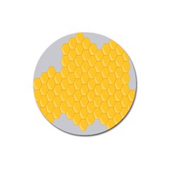 Hexagons Yellow Honeycomb Hive Bee Hive Pattern Magnet 3  (round) by artworkshop