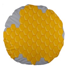 Hexagons Yellow Honeycomb Hive Bee Hive Pattern Large 18  Premium Round Cushions by artworkshop