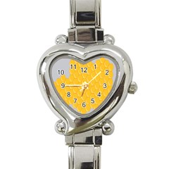 Hexagons Yellow Honeycomb Hive Bee Hive Pattern Heart Italian Charm Watch by artworkshop