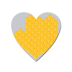 Hexagons Yellow Honeycomb Hive Bee Hive Pattern Heart Magnet by artworkshop