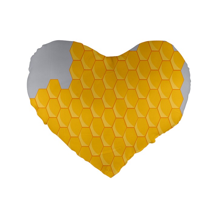 Hexagons Yellow Honeycomb Hive Bee Hive Pattern Standard 16  Premium Heart Shape Cushions