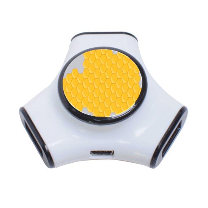 Hexagons Yellow Honeycomb Hive Bee Hive Pattern 3-Port USB Hub