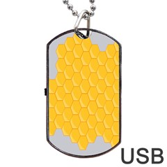 Hexagons Yellow Honeycomb Hive Bee Hive Pattern Dog Tag Usb Flash (two Sides) by artworkshop