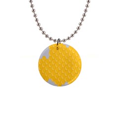 Hexagons Yellow Honeycomb Hive Bee Hive Pattern 1  Button Necklace by artworkshop