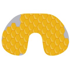 Hexagons Yellow Honeycomb Hive Bee Hive Pattern Travel Neck Pillow by artworkshop