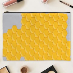 Hexagons Yellow Honeycomb Hive Bee Hive Pattern Cosmetic Bag (xxxl) by artworkshop