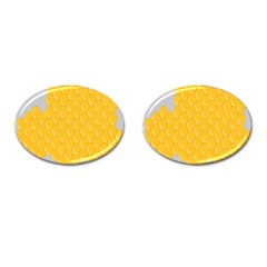 Hexagons Yellow Honeycomb Hive Bee Hive Pattern Cufflinks (oval) by artworkshop