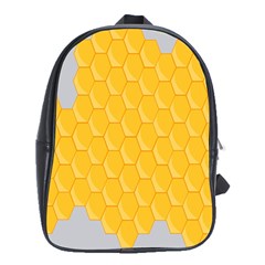 Hexagons Yellow Honeycomb Hive Bee Hive Pattern School Bag (xl) by artworkshop