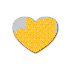 Hexagons Yellow Honeycomb Hive Bee Hive Pattern Rubber Coaster (heart) by artworkshop