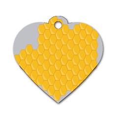 Hexagons Yellow Honeycomb Hive Bee Hive Pattern Dog Tag Heart (one Side) by artworkshop