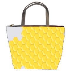 Hexagons Yellow Honeycomb Hive Bee Hive Pattern Bucket Bag by artworkshop