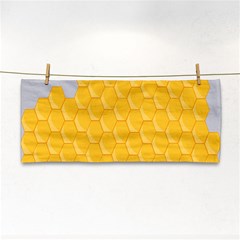 Hexagons Yellow Honeycomb Hive Bee Hive Pattern Hand Towel by artworkshop