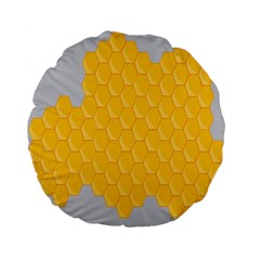 Hexagons Yellow Honeycomb Hive Bee Hive Pattern Standard 15  Premium Flano Round Cushions by artworkshop