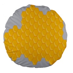 Hexagons Yellow Honeycomb Hive Bee Hive Pattern Large 18  Premium Flano Round Cushions by artworkshop