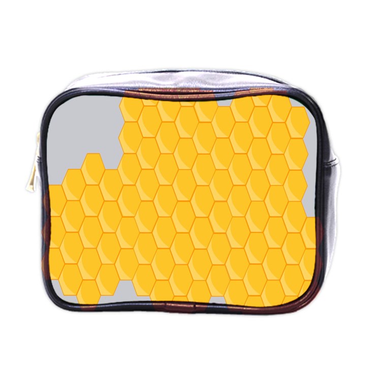 Hexagons Yellow Honeycomb Hive Bee Hive Pattern Mini Toiletries Bag (One Side)