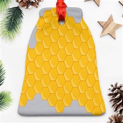 Hexagons Yellow Honeycomb Hive Bee Hive Pattern Bell Ornament (two Sides) by artworkshop