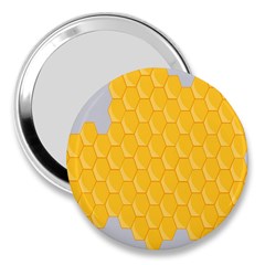 Hexagons Yellow Honeycomb Hive Bee Hive Pattern 3  Handbag Mirrors by artworkshop