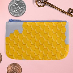 Hexagons Yellow Honeycomb Hive Bee Hive Pattern Large Coin Purse by artworkshop