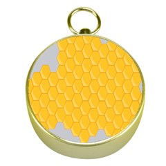 Hexagons Yellow Honeycomb Hive Bee Hive Pattern Gold Compasses by artworkshop