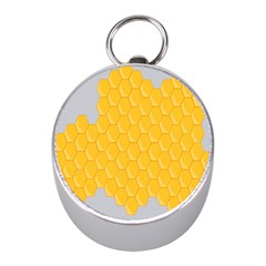 Hexagons Yellow Honeycomb Hive Bee Hive Pattern Mini Silver Compasses by artworkshop