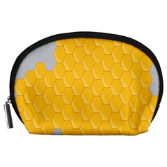 Hexagons Yellow Honeycomb Hive Bee Hive Pattern Accessory Pouch (large) by artworkshop