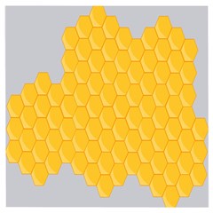 Hexagons Yellow Honeycomb Hive Bee Hive Pattern Wooden Puzzle Square by artworkshop