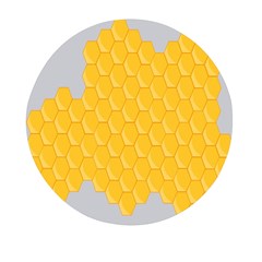 Hexagons Yellow Honeycomb Hive Bee Hive Pattern Mini Round Pill Box by artworkshop