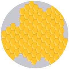 Hexagons Yellow Honeycomb Hive Bee Hive Pattern Wooden Puzzle Round by artworkshop