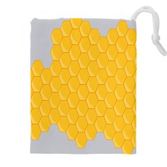 Hexagons Yellow Honeycomb Hive Bee Hive Pattern Drawstring Pouch (4xl) by artworkshop