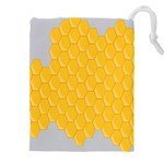 Hexagons Yellow Honeycomb Hive Bee Hive Pattern Drawstring Pouch (4XL) Front