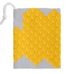 Hexagons Yellow Honeycomb Hive Bee Hive Pattern Drawstring Pouch (4XL) Back