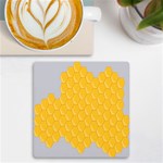 Hexagons Yellow Honeycomb Hive Bee Hive Pattern UV Print Square Tile Coaster  Front