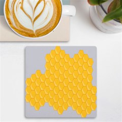 Hexagons Yellow Honeycomb Hive Bee Hive Pattern Uv Print Square Tile Coaster  by artworkshop