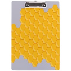 Hexagons Yellow Honeycomb Hive Bee Hive Pattern A4 Clipboard by artworkshop