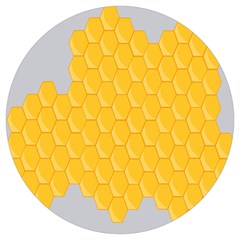 Hexagons Yellow Honeycomb Hive Bee Hive Pattern Round Trivet by artworkshop