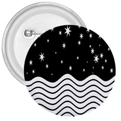 Black And White Waves And Stars Abstract Backdrop Clipart 3  Buttons by Amaryn4rt