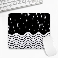 Black And White Waves And Stars Abstract Backdrop Clipart Large Mousepads by Amaryn4rt