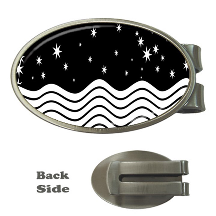 Black And White Waves And Stars Abstract Backdrop Clipart Money Clips (Oval) 