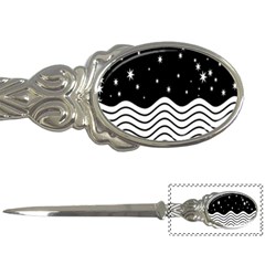 Black And White Waves And Stars Abstract Backdrop Clipart Letter Opener by Amaryn4rt